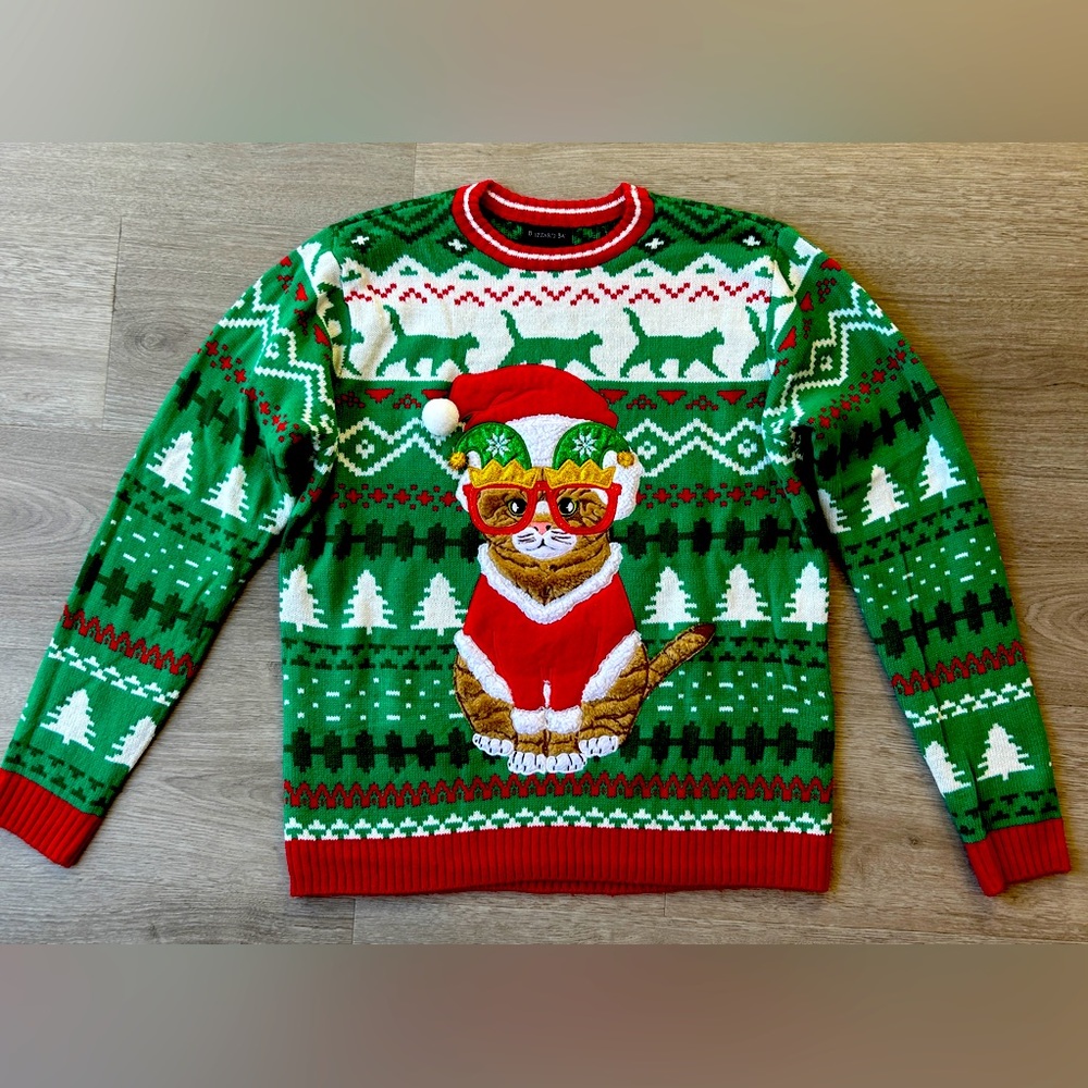 Cat Ugly Christmas Sweater made by Blizzard Bay. Size XL.